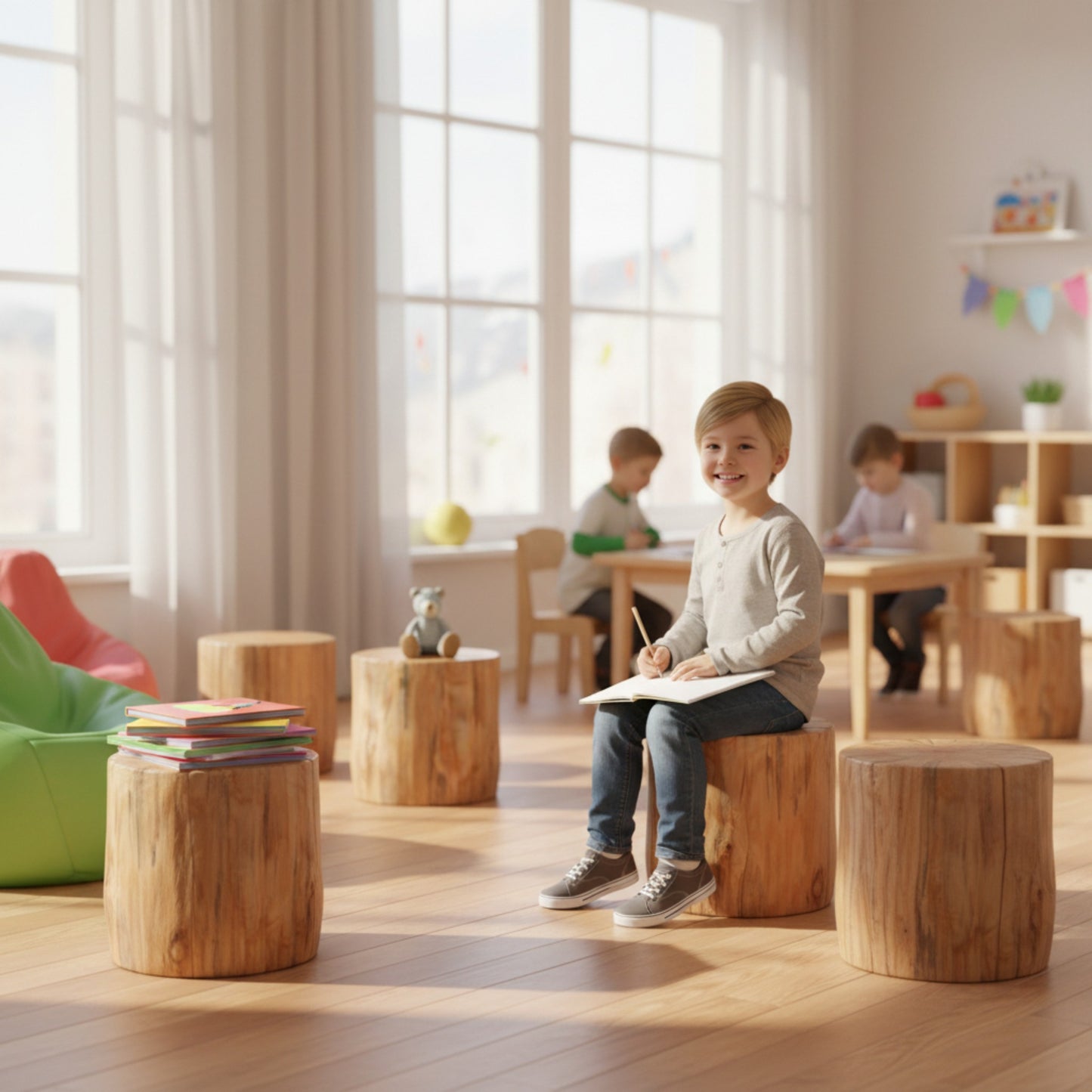 Kinder-Baumstammhocker