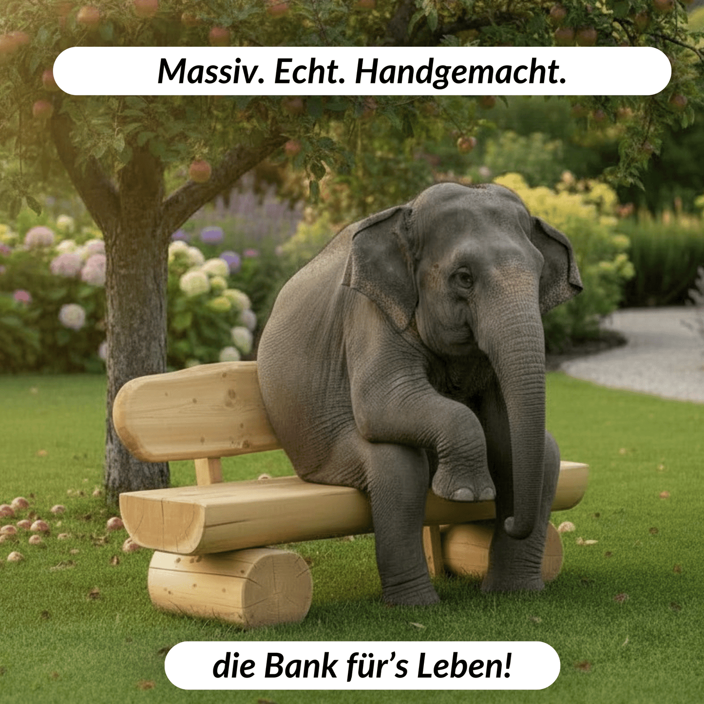 Rustikale Gartenbank (aus der Garnitur) - für Erwachsene - stammschneiderei