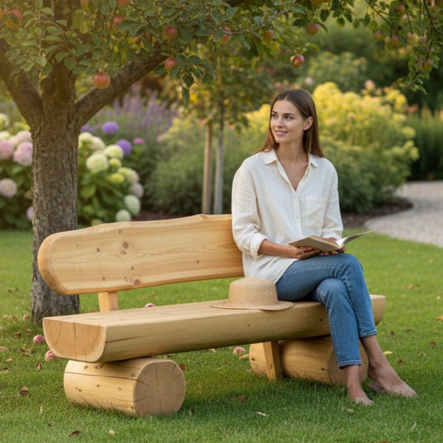 Rustikale Gartenbank (aus der Garnitur) - für Erwachsene - stammschneiderei