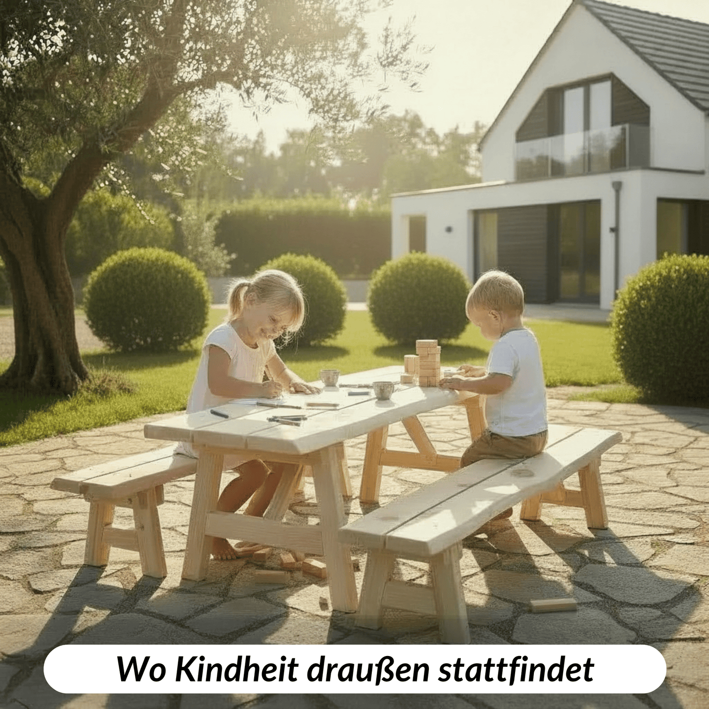 Kinder Picknicksitzgruppe aus Hol - der STAMM.TISCH - stammschneiderei