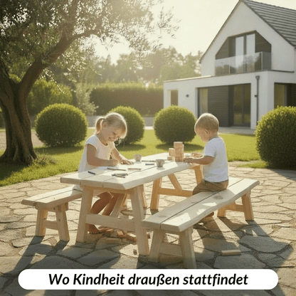 Kinder Picknicksitzgruppe aus Hol - der STAMM.TISCH - stammschneiderei