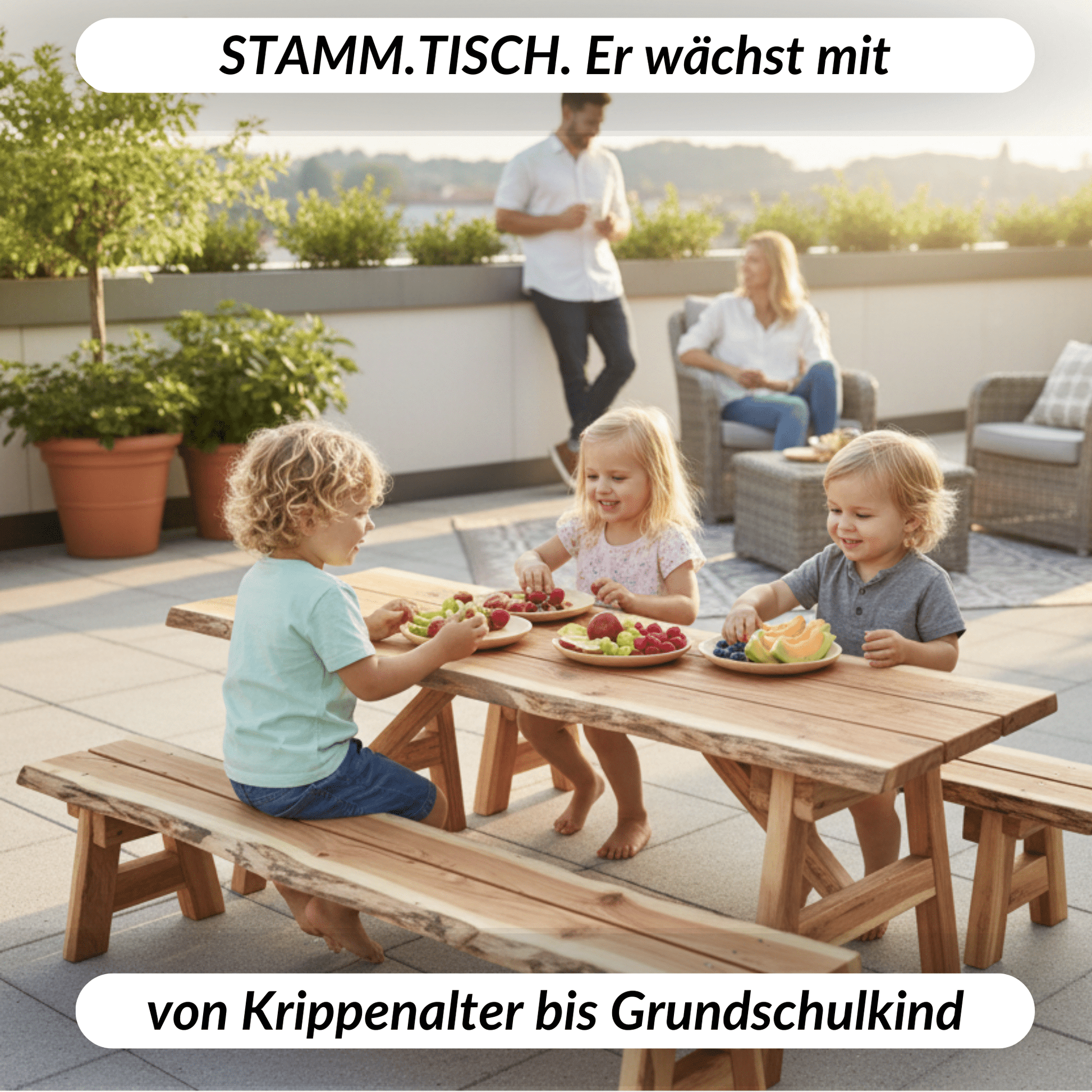 Kinder Picknicksitzgruppe aus Hol - der STAMM.TISCH - stammschneiderei