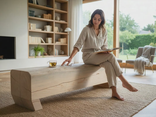 Balkenbank - stilvoller Holz-Sitzblock für Erwachsene (Indoor)