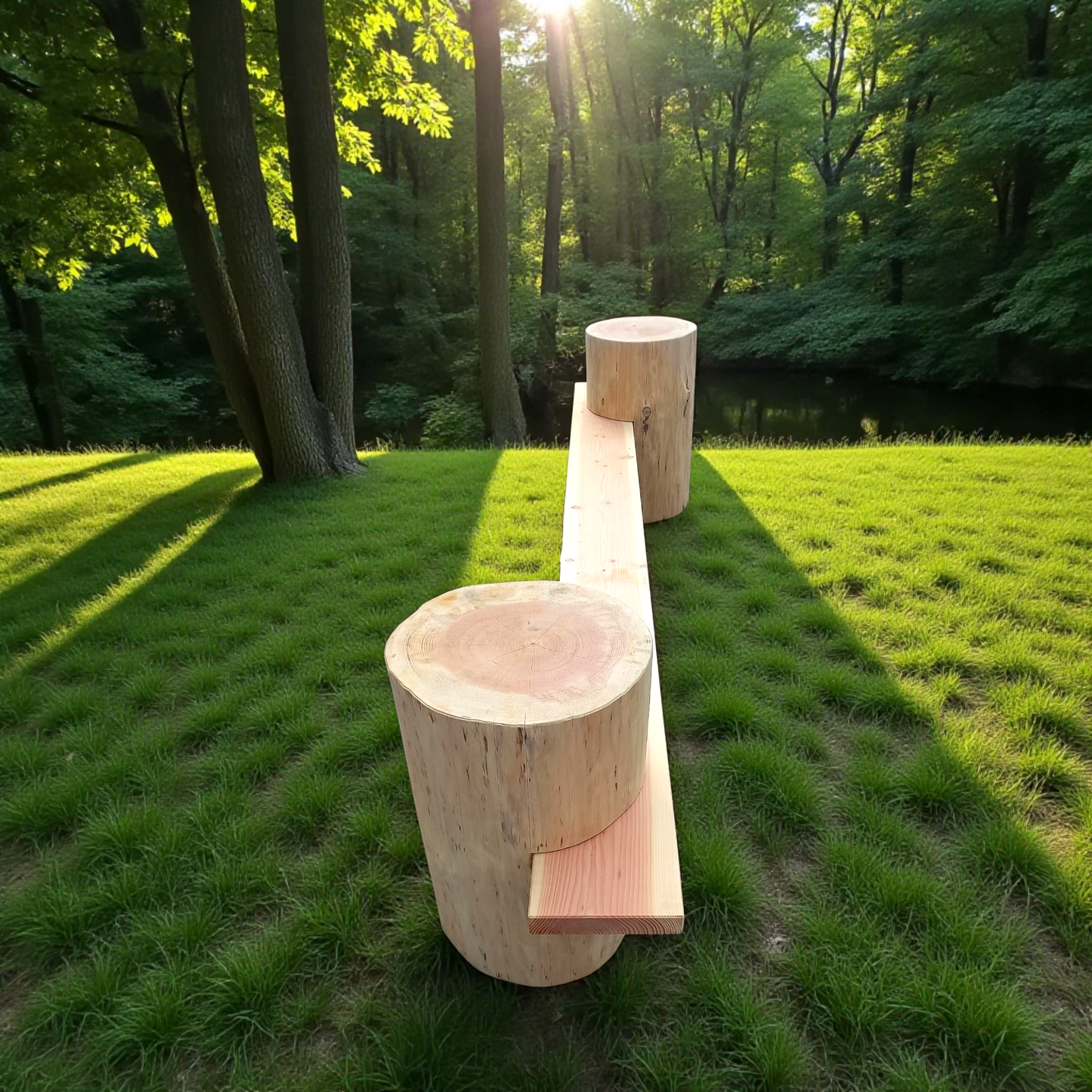 Twin Log Bank – Natürlich. Modern. Handgemacht.