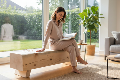 Balkenbank - stilvoller Holz-Sitzblock für Erwachsene (Indoor)