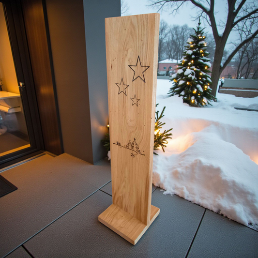 Adventsstehle, Holzaufsteller aus Eiche in moderner Form