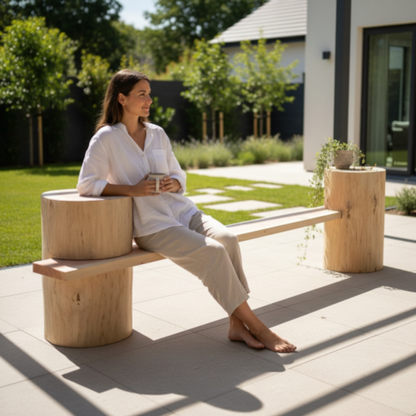 Twin Log Bank – Natürlich. Modern. Handgemacht.